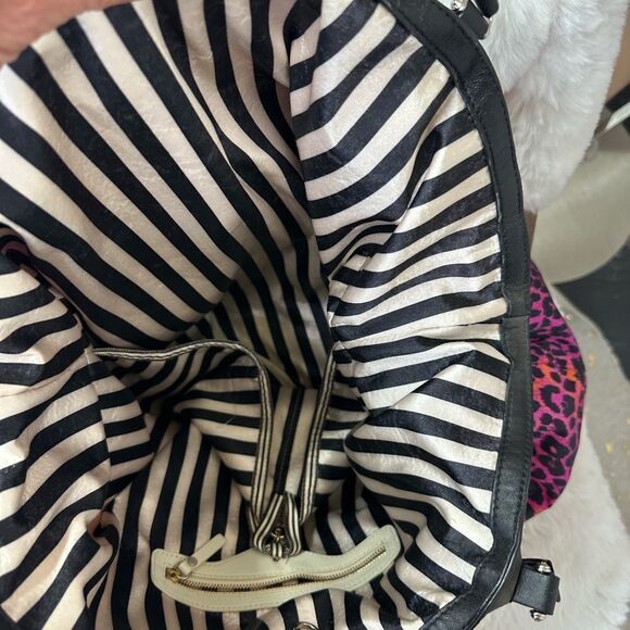 Henri Bendel NY Pink Leopard Print Softshell Satin Satchel Tote Shoulder Bag - Picture 10 of 17